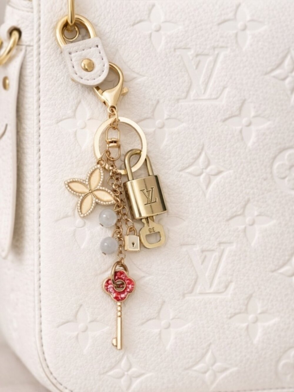 LV Gold Padlock Authentic 🔑 Luxury Bag Charm w/ Unbranded Keychain